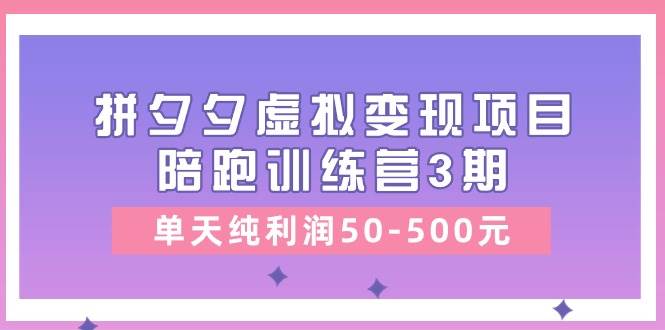 某收费培训《拼夕夕虚拟变现项目陪跑训练营3期》单天纯利润50-500元-艾莉资源