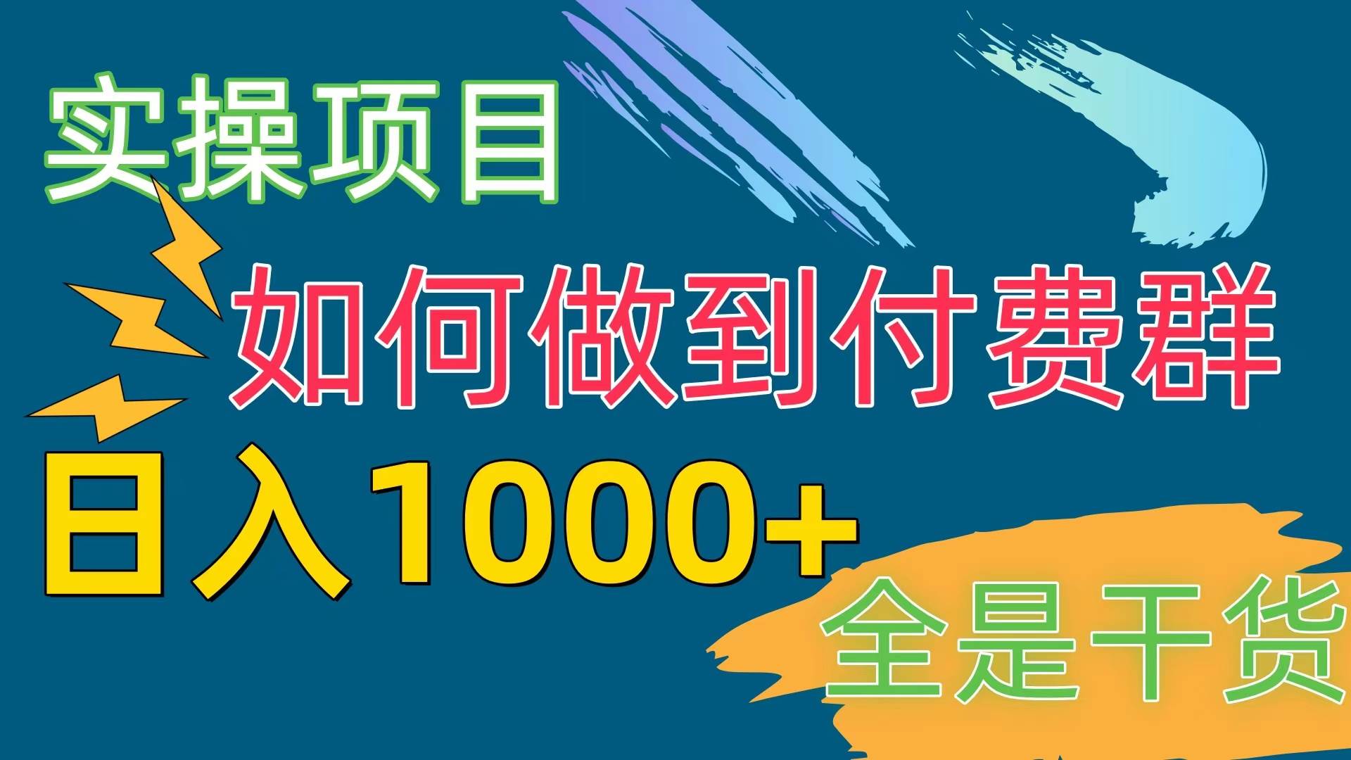 [实操项目]付费群赛道，日入1000+-艾莉资源