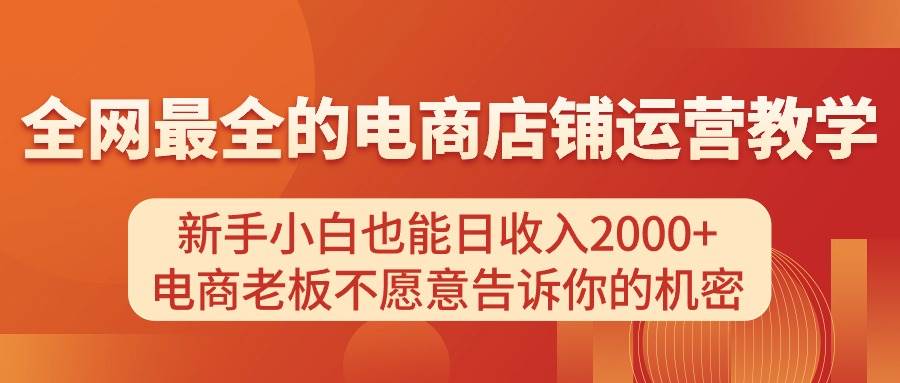 电商店铺运营教学，新手小白也能日收入2000+，电商老板不愿意告诉你的机密-艾莉资源
