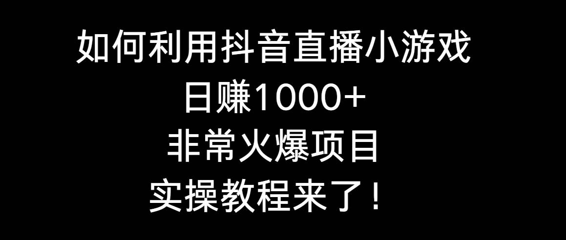 如何利用抖音直播小游戏日赚1000+，非常火爆项目，实操教程来了！-艾莉资源