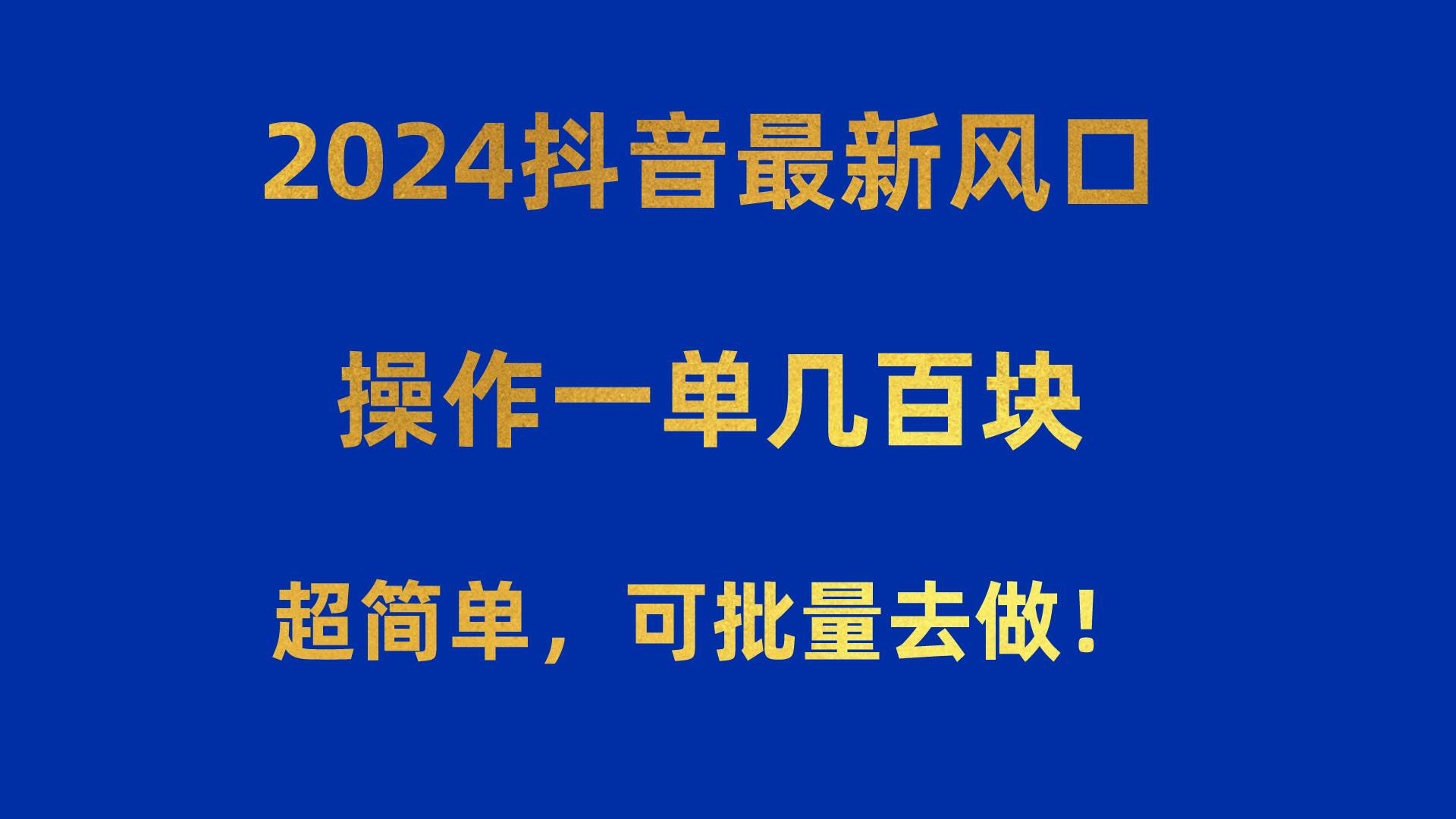 2024抖音最新风口！操作一单几百块！超简单，可批量去做！！！-艾莉资源