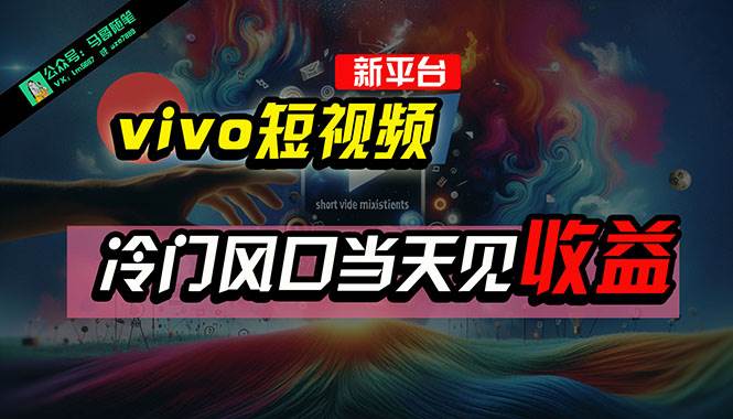 全新平台vivo短视频，新风口AI混剪无脑搬运，冷门风口当天见收益，7天…-艾莉资源