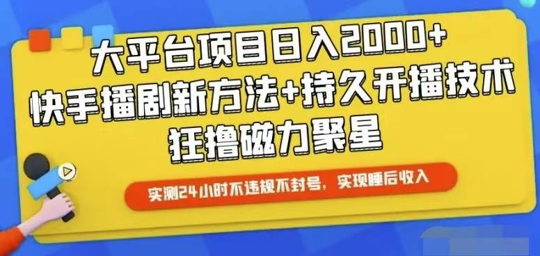 快手24小时无人直播，真正实现睡后收益-艾莉资源