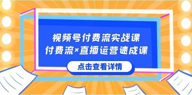 视频号付费流实战课，付费流×直播运营速成课，让你快速掌握视频号核心运..-艾莉资源