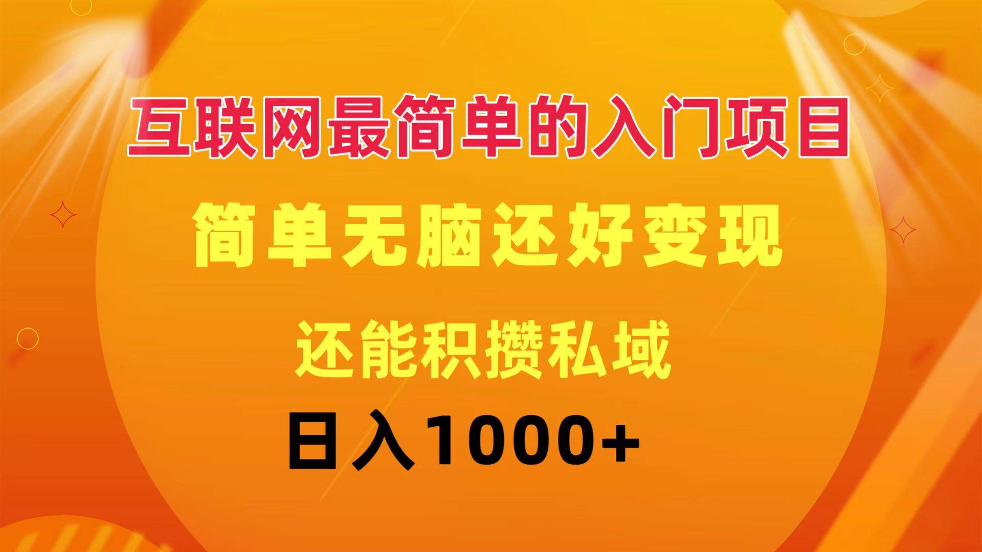 互联网最简单的入门项目：简单无脑变现还能积攒私域一天轻松1000+-艾莉资源