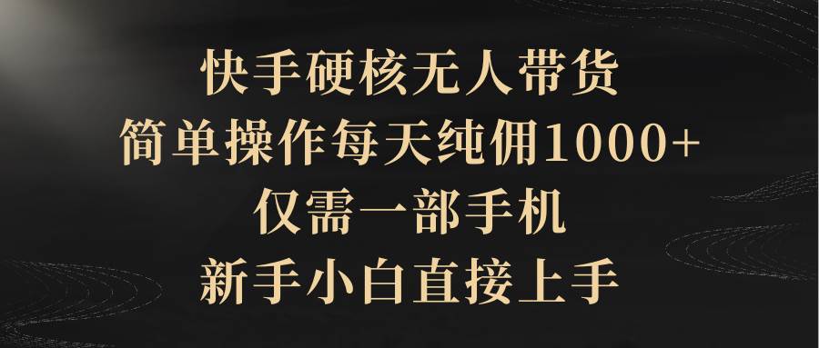 快手硬核无人带货，简单操作每天纯佣1000+,仅需一部手机，新手小白直接上手-艾莉资源