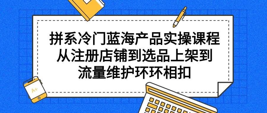 拼系冷门蓝海产品实操课程，从注册店铺到选品上架到流量维护环环相扣-艾莉资源