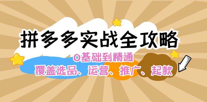 拼多多实战全攻略：0基础到精通，覆盖选品、运营、推广、起款-艾莉资源