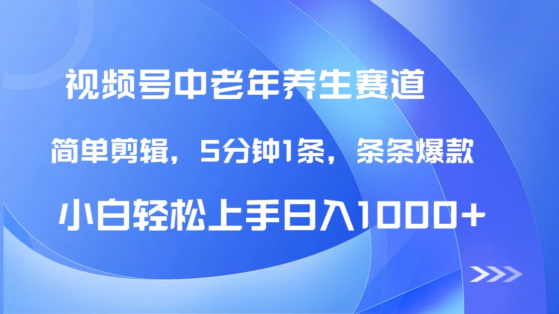 DeepSeek+既梦做视频号中老年养生赛道，条条爆款5分钟1条，轻松日入1000+-艾莉资源