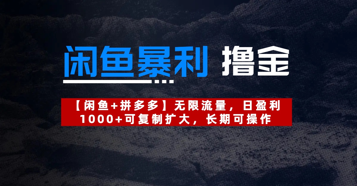 【闲鱼暴利撸金】无限流量，日盈利1000+可复制扩大，长期可操作-艾莉资源