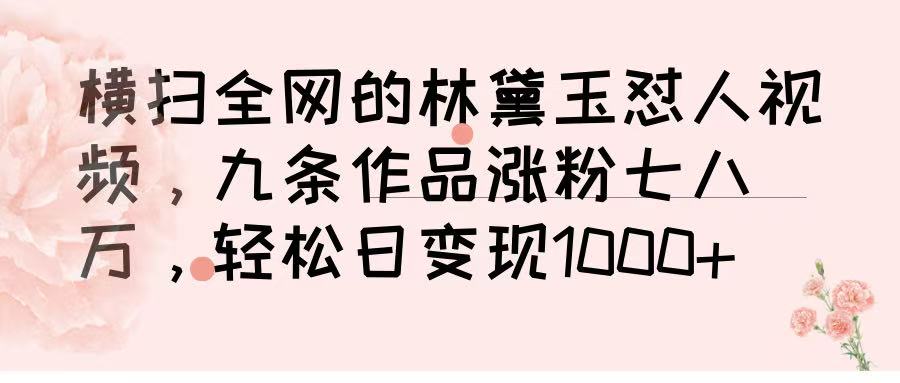 横扫全网的林黛玉怼人视频，九条作品涨粉七八万，轻松日变现 1000➕-艾莉资源