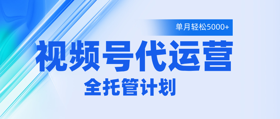 视频号代运营2.0，全程托管招募，单月轻松变现5000+-艾莉资源