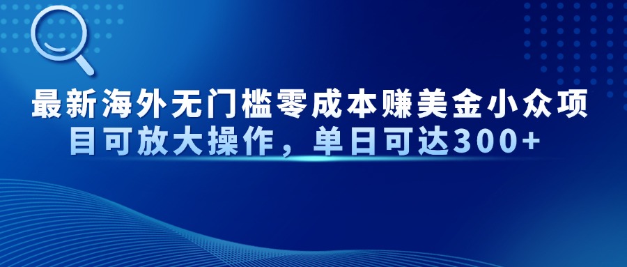 最新海外无门槛美金小众项目可放大操作，单日可达300+-艾莉资源