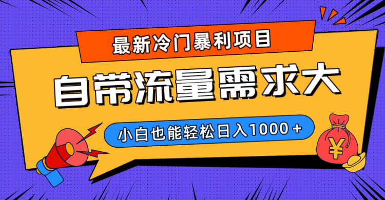 最新冷门暴利项目，自带流量需求大，小白也能轻松日入1000+-艾莉资源