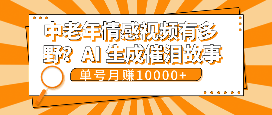 中老年情感视频有多野？AI 生成催泪故事，单号月变现10000+-艾莉资源
