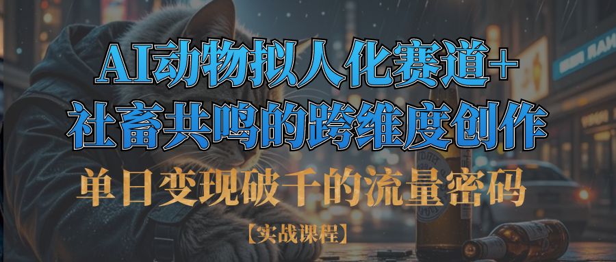 单日变现破千的流量密码,AI动物拟人化赛道+社畜共鸣的跨维度创作-艾莉资源
