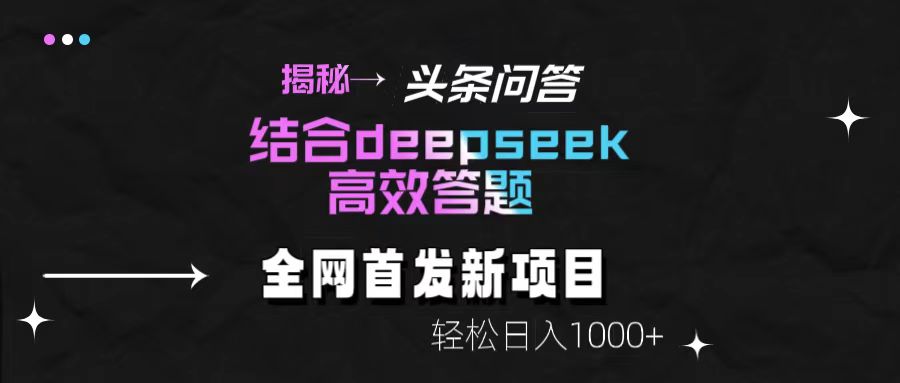 揭秘头条问答新玩法！结合deepseek高效答题，轻松日入1000+-艾莉资源