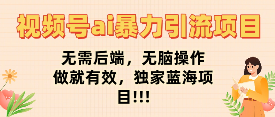 视频号ai暴力引流项目，无需后端，无脑操作，做就有效，独家蓝海项目!!!-艾莉资源