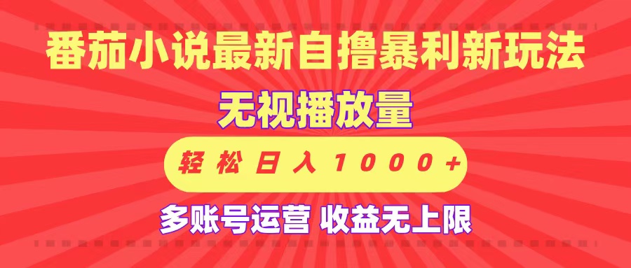 最新番茄小说自撸暴利新玩法！无视播放量，可放大，轻松日入1000+，收益无上限！-艾莉资源