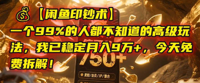 【闲鱼印钞术】一个99%的人都不知道的高级玩法，我已稳定月入9万+，今天免费拆解！-艾莉资源