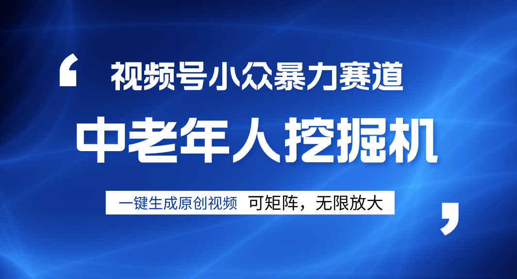 视频号新手逆袭密码！超小众暴力赛道，中老年人深信不疑，原创通过率拉满-艾莉资源