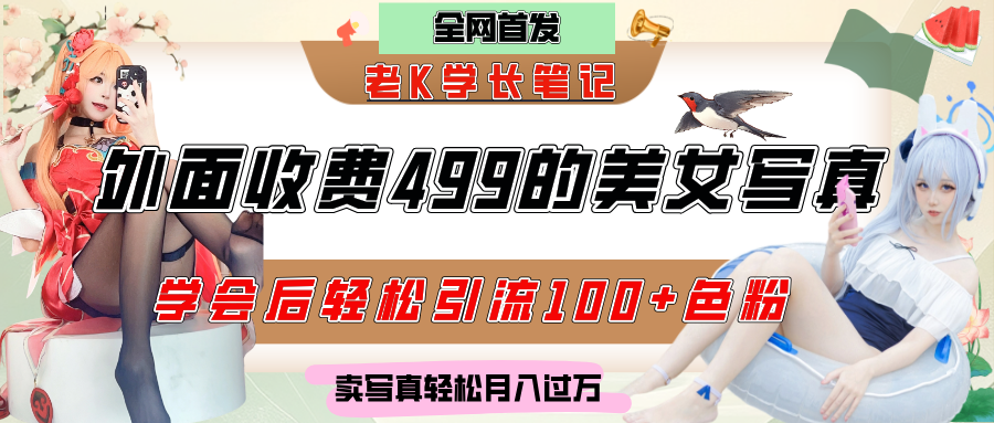 外面收费499的美女写真制作技术，学会后轻松引流色粉变现，日引100+色粉，轻松月入过万-艾莉资源