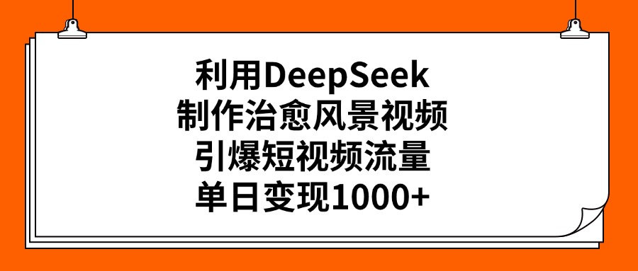 利用DeepSeek，制作治愈风景视频，引爆短视频流量，单日变现1000+-艾莉资源