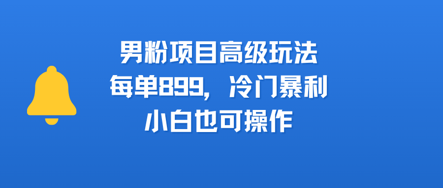 男粉项目高级玩法，每单899，冷门暴利，小白也可操作-艾莉资源