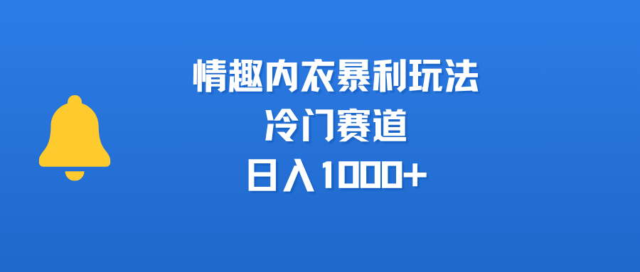 情趣内衣暴利玩法，冷门赛道，日入1000+-艾莉资源