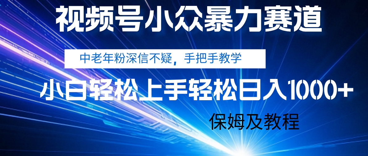 视频号小众暴力赛道，中老年人深信不疑 手把手教学，小白也能日入1000+ 保姆及教程-艾莉资源