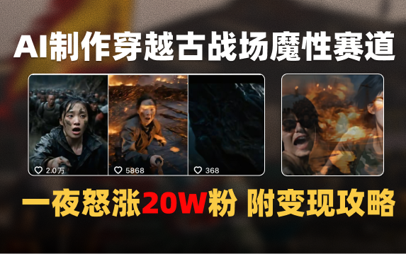 AI制作穿越古战场视频一夜涨粉20W保姆级教学（附AI变现指南）-艾莉资源