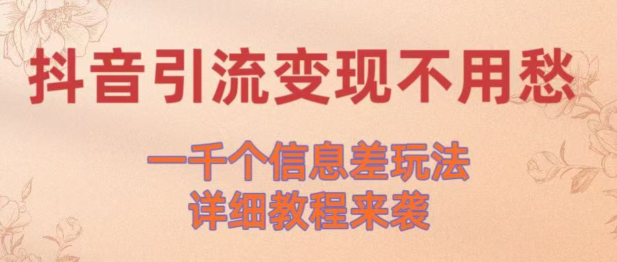 抖音引流变现不用愁！一千个信息差玩法详细教程来袭-艾莉资源