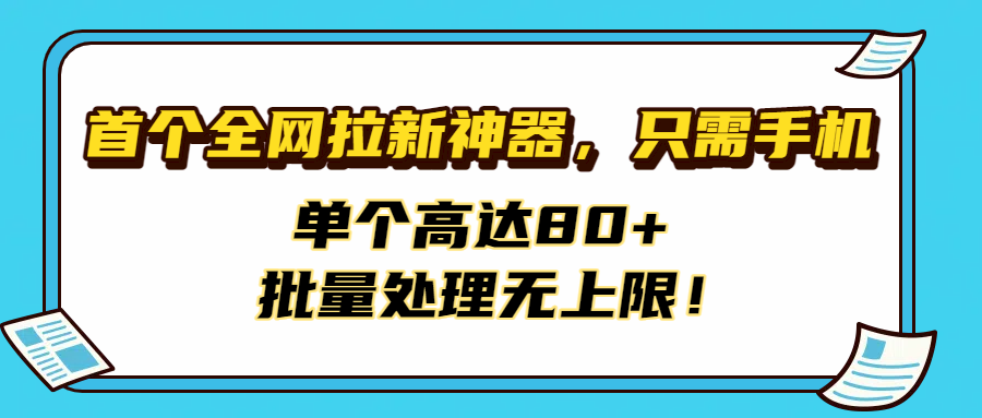 首个全网拉新神器，只需手机，单个高达80+，批量处理无上限！-艾莉资源