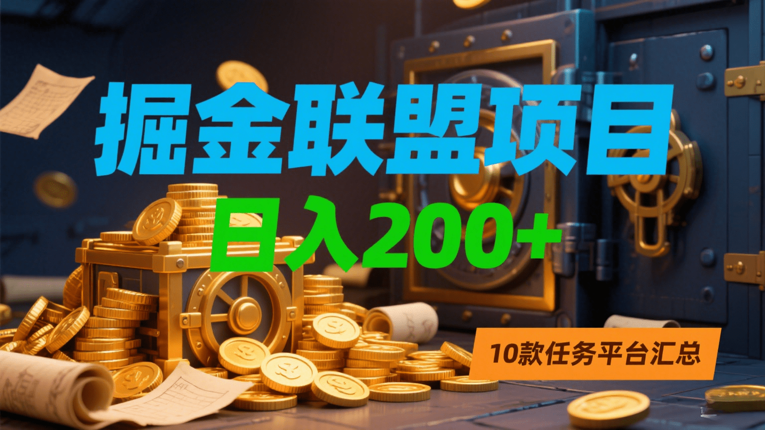 掘金联盟项目，日入200+，10款任务平台汇总-艾莉资源