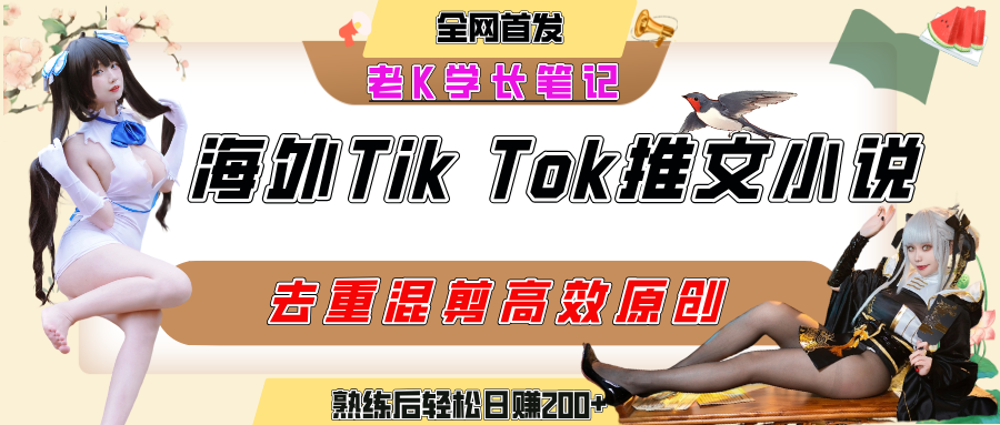 海外tiktok小说推文暴力项目，高停留率，高转化率，上手后一天搞顿饭钱不是问题-艾莉资源