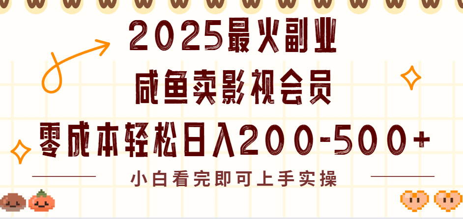 2025最火副业闲鱼卖vip影视会员，零成本日入200-500-艾莉资源