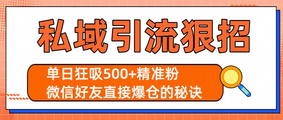 私域引流狠招：单日狂吸500+精准粉，微信好友直接爆仓的秘诀-艾莉资源