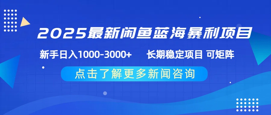 2025最新闲鱼蓝海暴利项目 ，新手日入1000-3000+ 长期稳定项目 可矩阵-艾莉资源