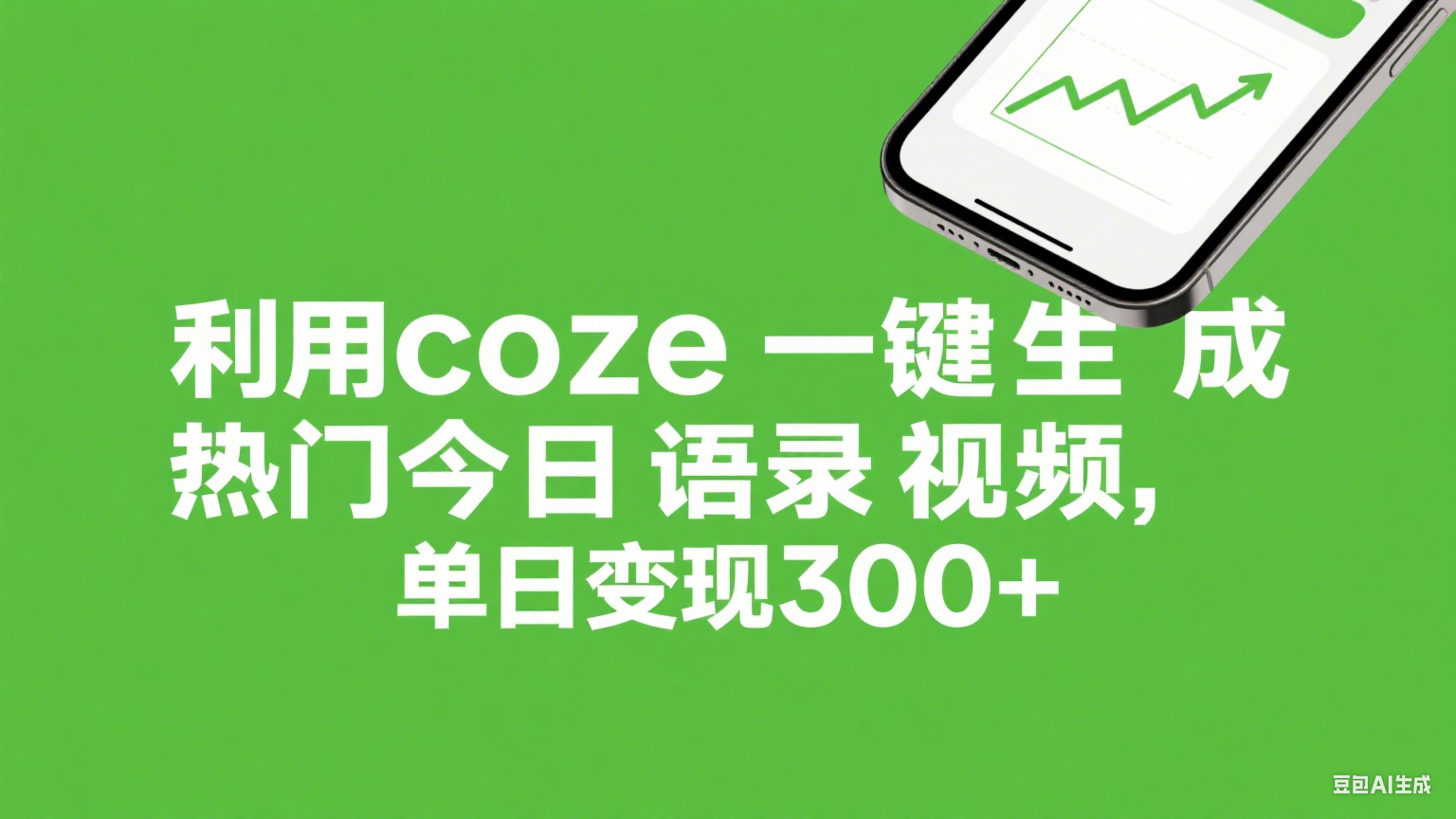 利用coze一键生成热门今日语录视频，单日变现300+-艾莉资源