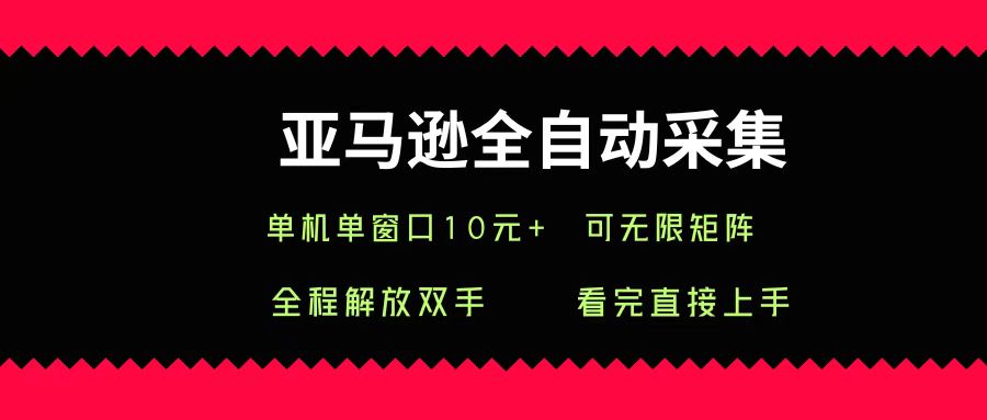亚马逊全自动采集，单机单窗口一天10+，可无限矩阵去做-艾莉资源