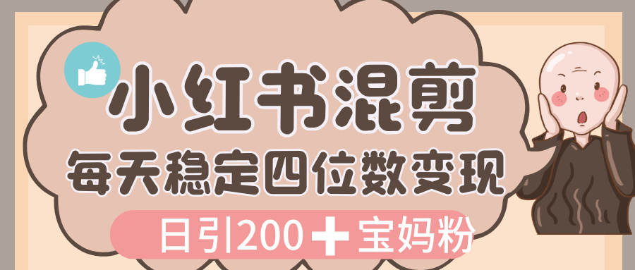价值 3980 的小红书混剪， 虚拟变现，日引 200+宝妈创业粉，每天稳定四位数变现-艾莉资源