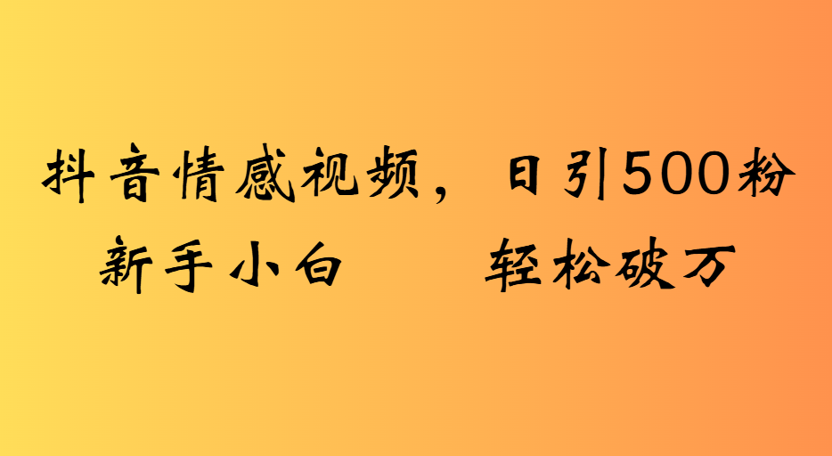 抖音情感视频，日引500粉新手小白轻松破万-艾莉资源