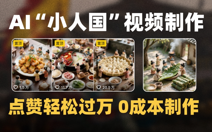 爆款1000W+微缩景观迷你小人国AI视频，0成本制作全流程教学-艾莉资源