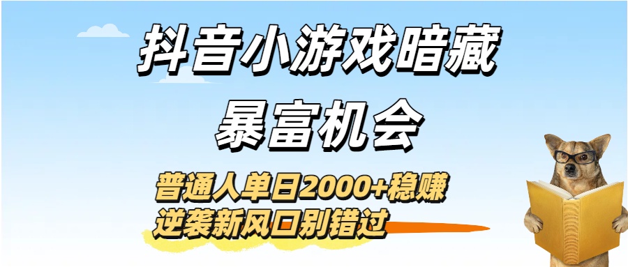抖音小游戏暗藏暴富机会！普通人单日2000+稳赚，逆袭新风口别错过-艾莉资源